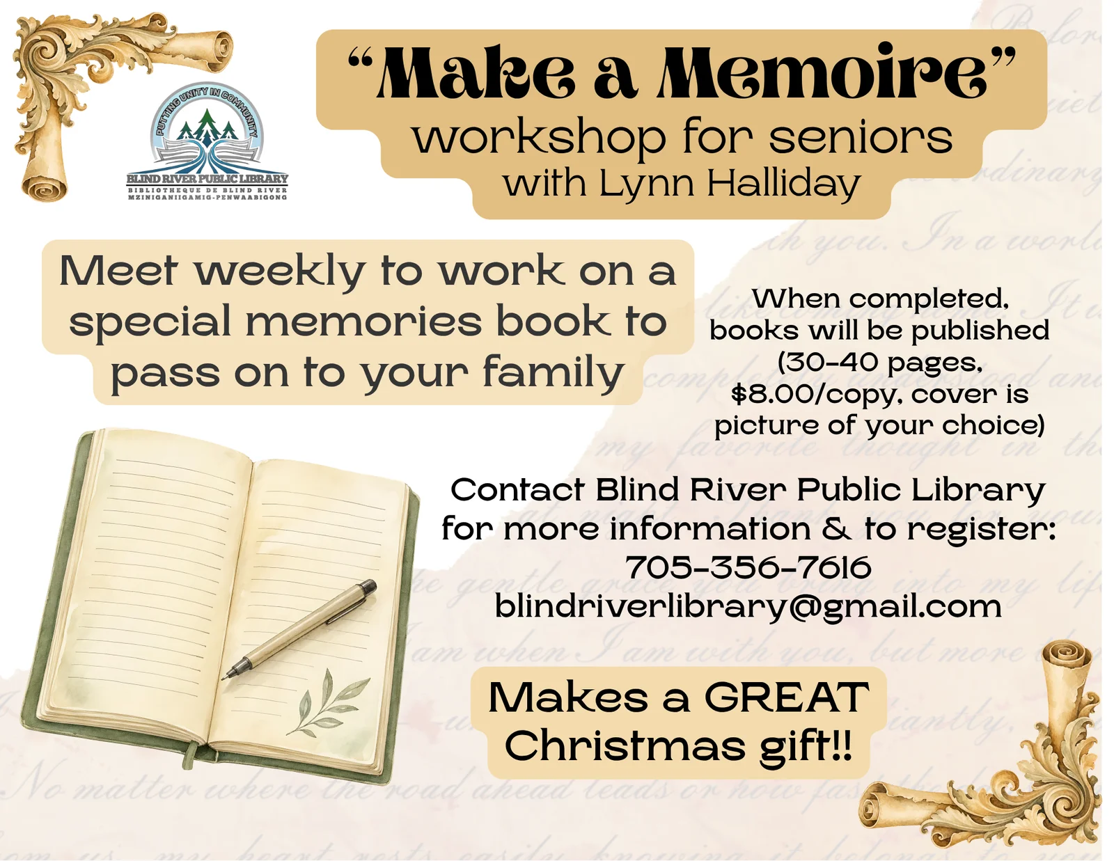 Display Image for Make a Memoire Workshop for Seniors